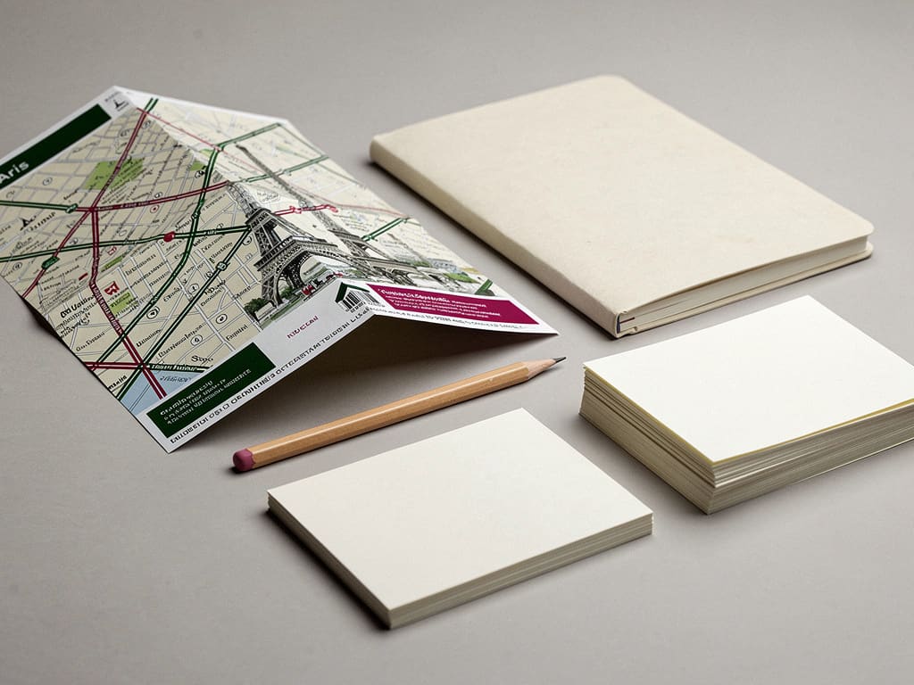 Carte de Paris et carnet disposés sur une table pour préparer une visite